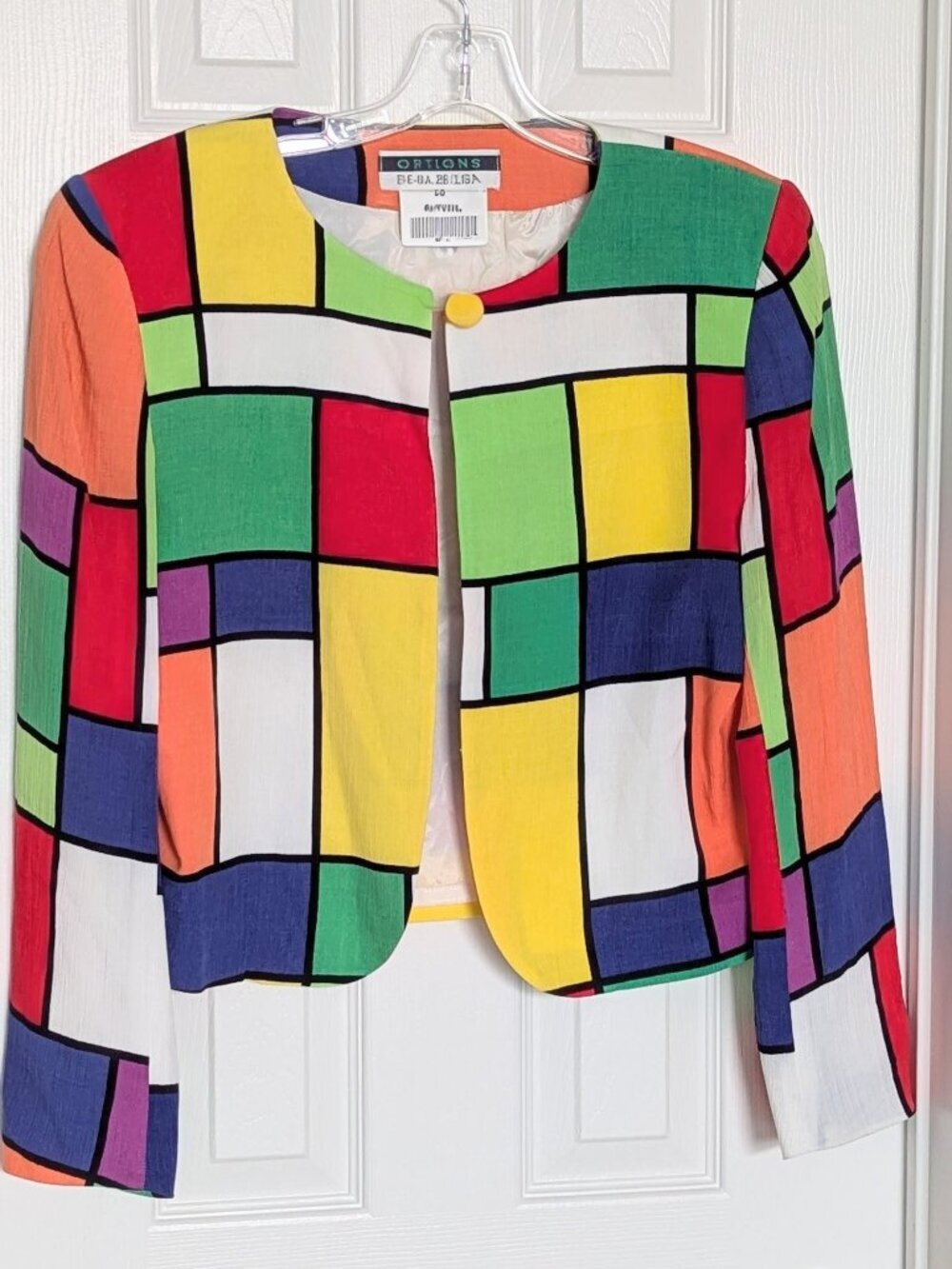 Della Spiga Women's (10/12) Bright Colorful Geometric Pattern Blazer/Jacket